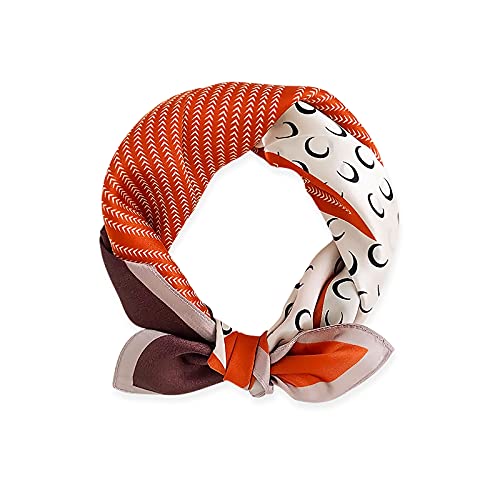 LumiSyne Mode Seidenschal Damen Mondmuster Quadratischer Schal Weiche Warmer Satin Geschäfts Freizeit Stil Kopftuch Dekoration Bandana Haarband Frühling Herbst