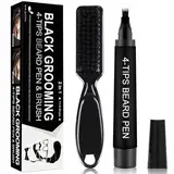 Beard Filler Pencil,Beard Filling Pen Kit,Bartfüllerstift mit Bartbürste,Effektive Verbessern Gesichtshaar Bartstift für Schnurrbart & Augenbrauen,mit1 Bartbürste (Schwarz)