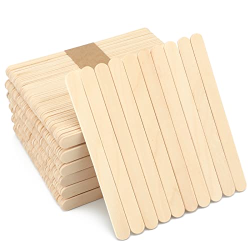 G2PLUS 300 Stück Holzstäbchen Eisstiele Holz-Bastelstäbe,Holzspachtel Holz Eisstiele zum Basteln,DIY,Beschriften von Pflanzen Holzstäbchen für Haarentfernung oder Holz Handwerk（114 x 10 mm）