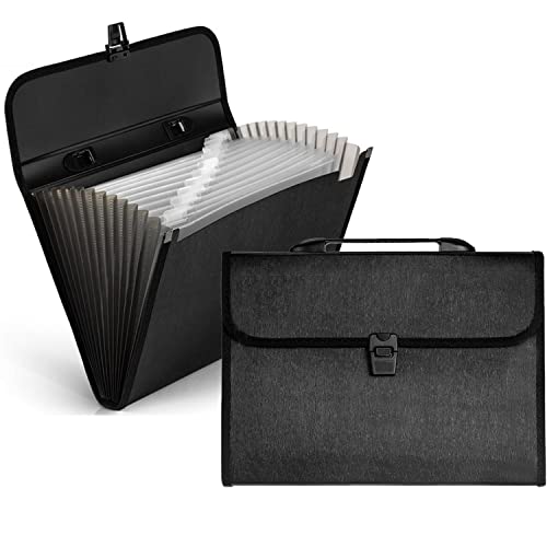 Dokumentenmappe A4 Fächermappe, 12 Fächer Grosse Kapazität Sortiermappe Ordner Datei Organizer mit Schnalle,Portable Erweiterbar Ordnungsmappe mit Labeln, für Büro, Schule, Haus
