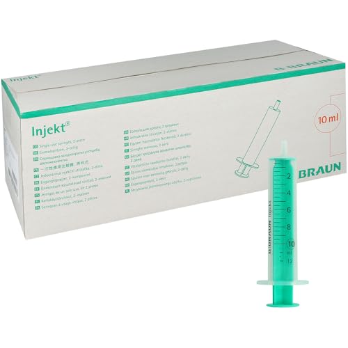 100x Einmalspritzen Einwegspritzen Spritzen Injekt Spritzen einzel steril verpackt (10ml, grün)