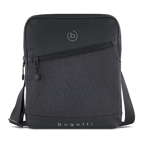 bugatti Universum Umhängetasche für Herren mit Tablet-Fach, kleine Schultertasche, schwarz