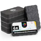 OfficeTree 6 x Whiteboard Schwamm Magnetisch - Schwarz - Whiteboard Reiniger entfernt Schrift und Zeichnungen - Schwamm für Whiteboard - Whiteboard Wischer - Tafelwischer - Magnetschwamm