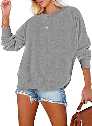 BLENCOT Pullover Damen Frühling Sommer Langarmshirt Rundhals Oberteile Casual Basic T-Shirt Tunika