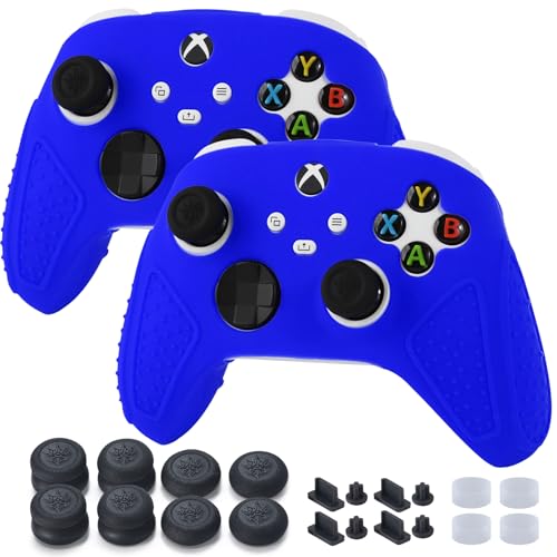 YoRHa Studded Protective Skins Cover for Xbox Series X/S Controller x 2 Blue Thumb Grips x 8, Plugs x 8, Anolog Protectors x 4