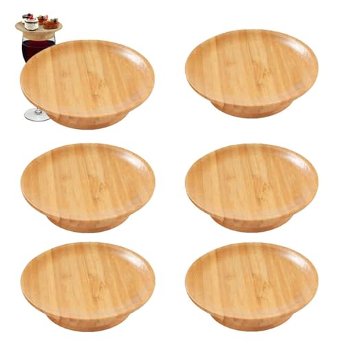 Weinglas Charcuterie Topper Set | 6 Stück Weinglas Topper aus Holz | 2024 Wine Glass Topper Charcuterie Untersetzer | Kreative Weingläser Charcuterie Brett Home Deko für Familienessen