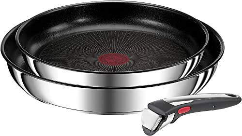 Tefal L97493 Ingenio Preference On 3-teiliges Pfannenset | stapelbar | Antihaftversiegelung | induktionsgeeignet | Thermo-Signal Temperaturanzeiger | Edelstahl