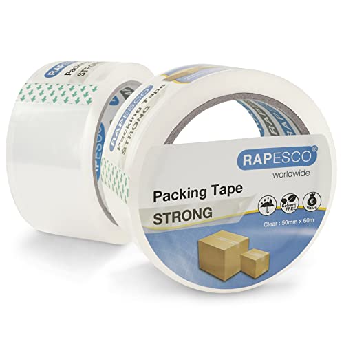 Rapesco 1697 Starkes Klebeband 50 mm x 60 m, Transparent, 2 Stück