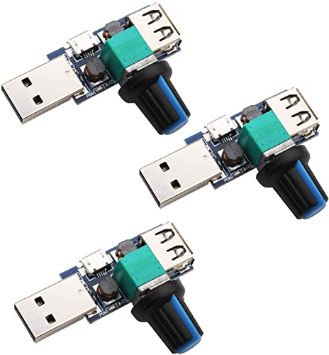 RUNCCI-YUN 3PCS USB Lüfter Drehzahlregler, 5W Mini Lüfter Drehzahlregler, DC 5V stufenloser USB Lüfter Drehzahlregler DC 4-12V bis 2,5-8V Regler Drehzahlregler mit Schalter