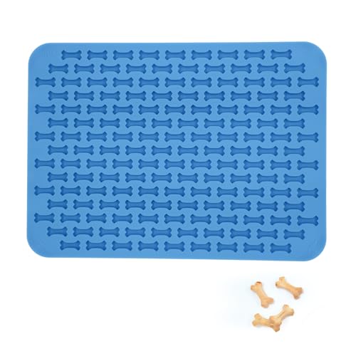 SIOUX Backmatte für Hundekekse MEDIUM Knochenform (2,6cm) Silikon Backmatte, Backform für DIY Hundekekse und Leckerlis, Knochenbackform, Antihaftend und Lebensmittelecht (BPA-Frei) (Blau)