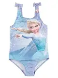 Disney Die Eiskönigin Badeanzug mit Schleifen für Mädchen - ELSA Frozen Kinder Schwimmanzug Blau (DE/NL/SE/PL, Numerisch, 110, 116, Regular, Blau)