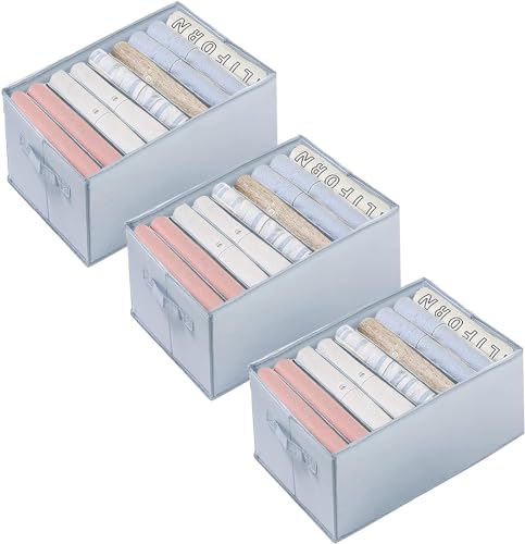 hinrey Schrank Organizer 3 Stück für Jeans Hosen Hemden, Kleiderschrank Organizer Schubladen Organizer | 34cm*25cm*17cm*9 Staufächer