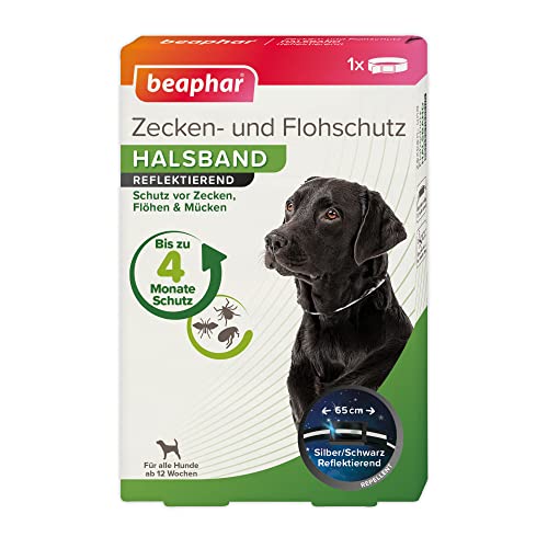 beaphar Zecken- & Flohschutz Halsband für Hunde Zeckenschutz für Hunde Reflektierendes Halsband gegen Zecken & Flöhe Wasserfest 1 Stk