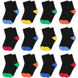 L&K-II 12er Pack Kindersocken Mädchen Jungen Wintersocken Sportsocken bunt Baumwolle 2876 31-34