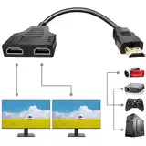 Azuxreza HDMI Splitter Adapter,1080P HDMI Stecker auf Dual HDMI Buchse,1 auf 2 Wege HDMI Splitter Adapterkabel für HDTV HD, LED, LCD Monitor und Projektoren, unterstützt Zwei Fernseher gleichzeitig