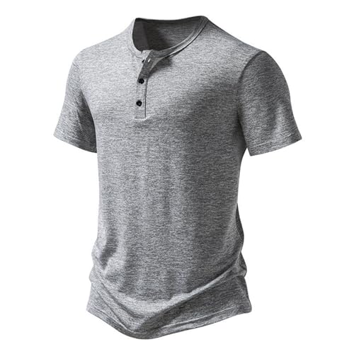 Generisch Herren Sommerhemd Baumwolle Leinen Kurzarm Hemd Herren Henley-Kragen Lässiges Regular Fit Shirts Weisse Tshirts Herren T-Shirt Herren Schwarz V-Ausschnitt Slim Fit Tshirt MäNner 3XL