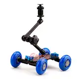 Zeadio Magic Arm Tabletop tragbare Skater Dolly Triebwagen Kits für alle LCD-Feldmonitor, Canon Nikon alle Video DSLR-Kamera Rig, Blitzlicht, Mikrofon (11 ", blau)