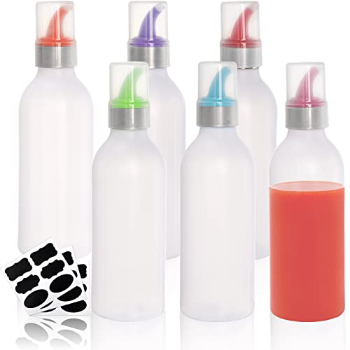 Lawei 4 Stück Squeeze Flasche Quetschflasche Gerwüzflasche mit Deckel & Farbigen Spitzen für Soße Sojasauce Gewürz - 450ml