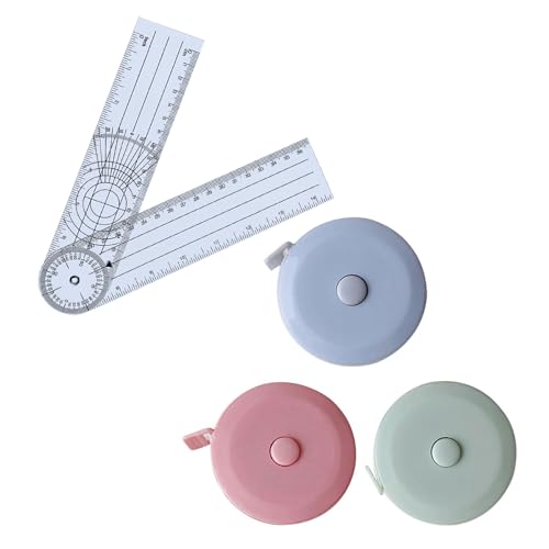 Goniometer Physiotherapie, Goniometer Physiotherapie PVC, 4 Stück Winkelmesser Und Massband Körper Set, Goniometer, PVC Medizinischer Winkelmesser 360° Winkel, Transparenter Gelenkmesser, Winkelmesser