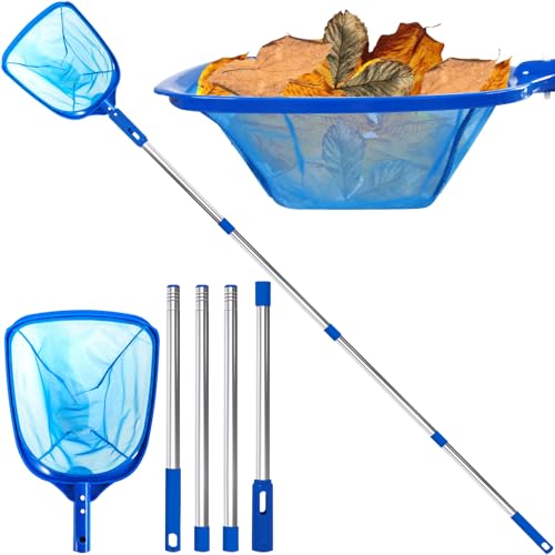 4BAOHUI 185 cm Pool Kescher, Poolkescher Feinmaschig mit Teleskopstange, Poolreinigung Pool Kescher Feinmaschig, Teichkescher für Schwimmbad, Teich, Algen & Bestway Pool, Planschbecken, Whirlpool