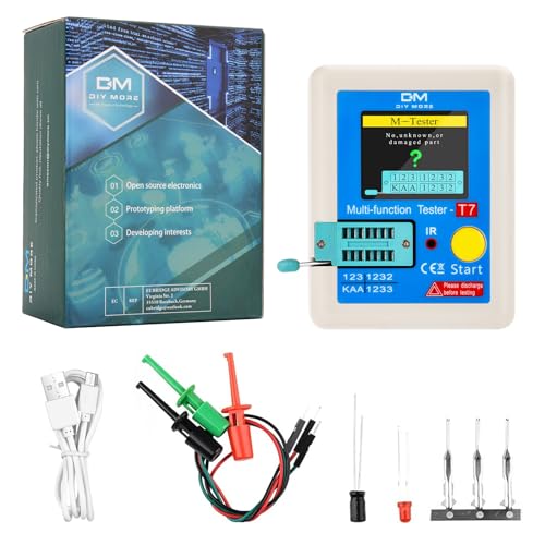 LCR-T7 Transistor-Tester, multifunktionaler TFT Transistor-Tester mit One-Key-Bedienung, grafisches Display, automatische Abschaltung für Dioden-Trioden-Kondensatorwiderstand, Transistor