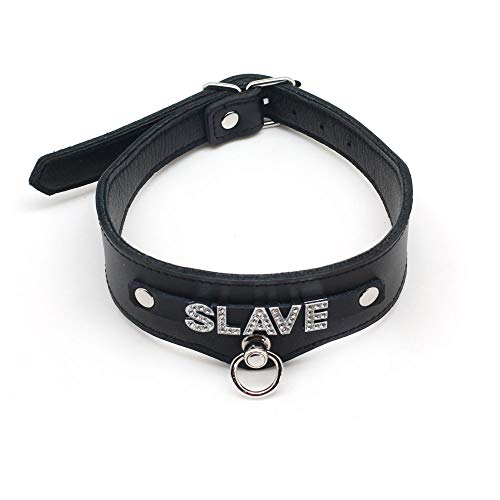 Lederhalsband Choker Damen Schwarz - SMspade Lederhalsband o-ring Echtleder Lederhalsband Frauen Personalisiert Sex für Frauen Herren Männer Herren, SLAVE