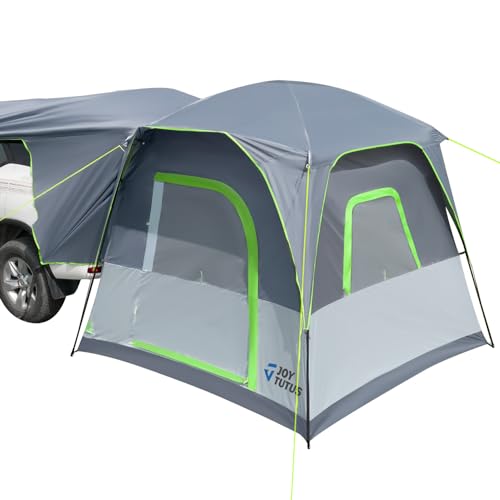 JOYTUTUS SUV-Zelt für Camping 4–5 Personen, 230 cm L x 210 cm L x 230 cm H, wasserdichtes PU2000 mm, doppellagig, Doppeltür-Design, Outdoor-Camping, Reisen bevorzugt (Grau/Grün, SUV)