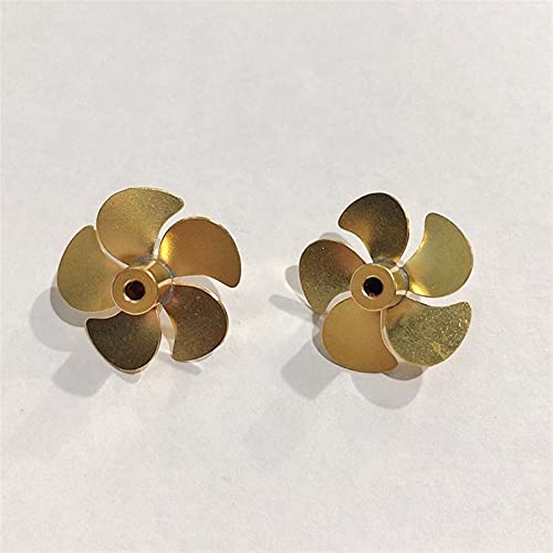 HCO-YO 1pair Messing 5 Blade Propeller Paddel Negative Positive Schraubenstützen passen for RC DIY. Modell Boot modifizieren Dia 20mm Welle/Motorloch 2mm