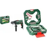 Bosch Schlagbohrmaschine EasyImpact 600 + 34tlg. X-Line Classic Schrauber und Bohrer Set (Holz, Stein und Metall, Zubehör für Bohrmaschinen)