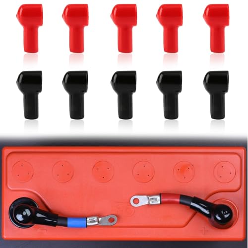 10PCS Batterie Terminal Abdeckungen, Batteriepolabdeckung, Batterie Terminal Abdeckungen, Batterie Polabdeckung Lsolierende Terminal Covers in Rot & Schwarz, Passend Für PKW, LK, Boote Schützt Vor