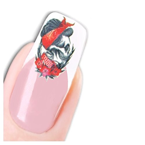 JUSTFOX - Tattoo Nail Art Totenkopf Rockabilly Lippen