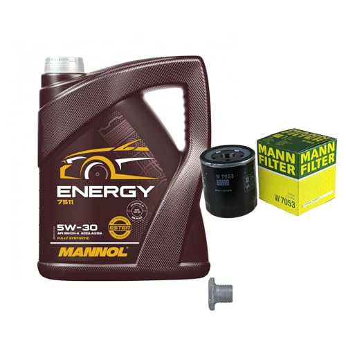 EISENFELS Filter Set Inspektionspaket erstellt mit 5 L Motoröl MANNOL Energy 5W-30, MANN-FILTER Ölfilter, Verschlussschraube