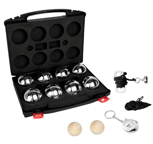 Gravurmaster Boule Set personalisiert Boccia Kugeln mit Wunschtext & Logo durch Lasergravur, 8er Boule Kugeln mit Gravur 73mm/ 720g Pro Kugel, Boules/Petanque Set für 4 Spieler, SerieA