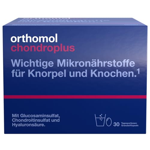 Orthomol chondroplus - Nährstoffe für Knorpel und Knochen - mit Glucosamin, Chondroitinsulfat und Hyaluronsäure - Granulat/Kapseln, 30 St. Tagesportionen