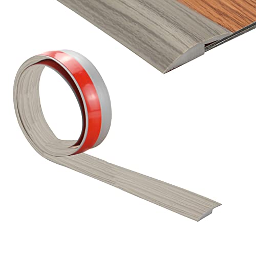 400cm × 5 mm Übergangsprofil Selbstklebend, Flexibel und Kratzfest Übergangsprofil Laminat, PVC Übergangsprofil, für Laminat und Parkettböden (Graue Holzmaserung)