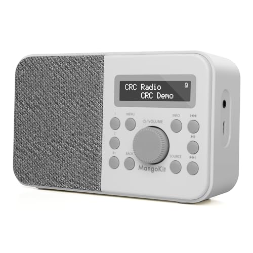 MangoKit PR2S Tragbares DAB+ Digitalradio,Küchen-FM-Radio,Bluetooth-Lautsprecher,Persönliches DAB-Radio,Display,Alarm & Uhr,40 Preset-Stationen,Kopfhöreranschluss, Batterien und Netzbetrieb -Grau