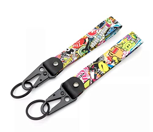 Streetculture JDM STICKERBOMB TUNING PERFORMANCE Nylon Jet Tag Schlüsselanhänger - Auto Garage Custom Car Accessories Zubehör Lanyard Schlüsselband Keychain