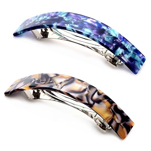 2 Stücke Haarspangen Damen Groß Retro Automatische Haarspange Französische Vintage Haarspangen Dickes Haar Hair Clips Hair Barrettes für Damen Frauen