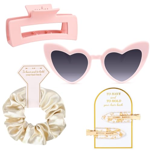 GUIZIYAO Bride to Be Herzbrille, Brautjungfern Scrunchies, Haarnadeln, sonnenbrille hochzeit, für Braut- und Junggesellenabschiede, Damenaccessoires und Hochzeitsdekorationen (B)