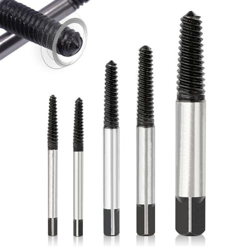 5 Stück Schraubenausdreher Set,Linksausdreher Profi,Ausdreher Set,Linksbohrer Werkzeug,Schraubenlöser mit Transparenter Kunststoffbox,Screw Extractor für Beschädigte Schrauben und Rohre