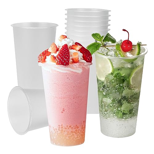 Kleemeiero 50 Stück Trinkbecher 500ml Partybecher Set Kunststoff Becher Bierbecher Plastikbecher Bruchsichere Mehrwegbecher Transparent klar Ausschankbecher für Getränkepartys, Geburtstag, Hochzeit