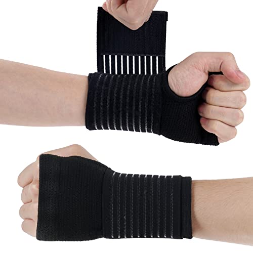 ACWOO Handgelenkbandage, 2 Stück Handgelenkstütze Handbandage mit Klettverschluss für Sport und Alltag, Atmungsaktiv Wrist Wrap Bandage Handgelenk für Damen und Herren (Schwarz)