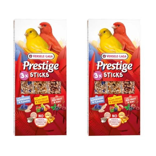 Versele-Laga Prestige Sticks Kanarien Triple Variety | Doppelpack | 2 x 90 g | Snack für Kanarienvögel | Ohne synthetische Konservierungsmittel, Farbstoffe oder Aromen