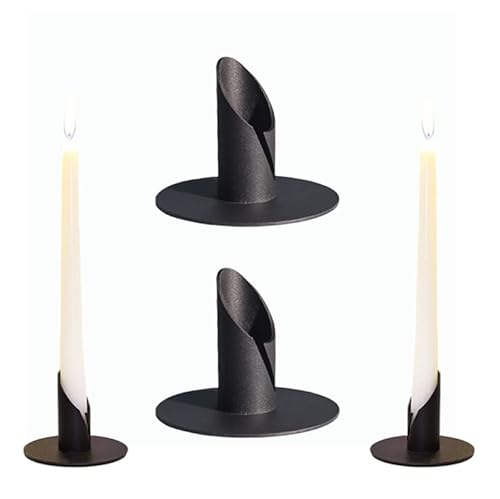 Kerzenständer,4 Stück Schwarze Kerzenständer,Schwarze Retro Candlelight Dinner Kerzenhalter,Candlelight Dinner Kerzenhalter,für Wohn,Esszimmer und Schlafzimmerdekoration Kamindekoration