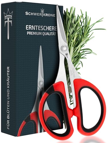 Schwertkrone Premium Ernteschere Trimmschere - Ideal für Kräuter, Bonsais & Pflanzenpflege, Rostfreier Stahl - Kleine Bonsai Schere - 11cm Grow Schere