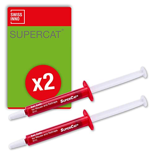 SWISSINNO Ersatz-Köder-Spritzen SuperCat für Mäuse- und Rattenfallen: Erdnussbutter-Lebensmittelprodukt, Starkes Lockmittel für Nager, 2er-Set