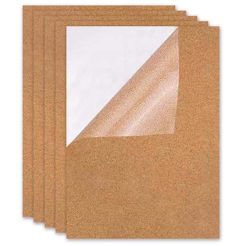 Korkplatte Selbstklebend 5 Stück Rechteckig Korkplatten Selbstklebend 1 mm Dicke für die Wand Fußböden Untersetzer Dekoration 21x30 cm