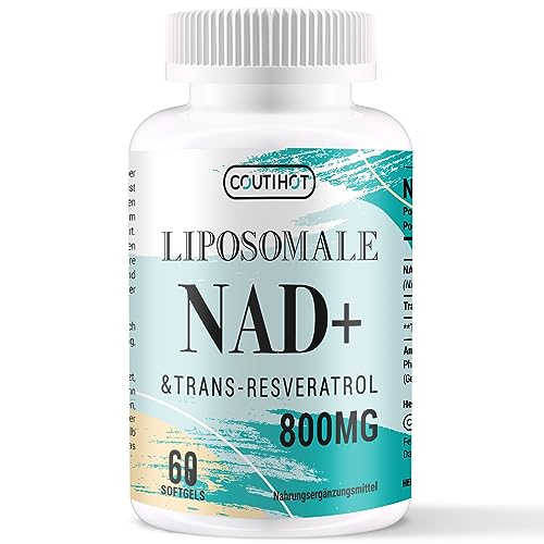 Liposomales NAD+ mit Trans-Resveratrol Ergänzung | Hochdosiert: 800 mg pro Portion 60 Tage | 60 Softgels | Optimale Absorption | zur Unterstützung des Energiehaushalts (60 stück (1er Pack))