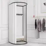 WUGCHDA Umkleidekabine Freistehend, Tragbare Mobiles Umkleideraumrahmen, U-förmiges Temporäres Privatsphärenraum für Bekleidungsgeschäfte, Einkaufszentren, Büros, Boutiquen, 200 x 100 x 95 cm (White)