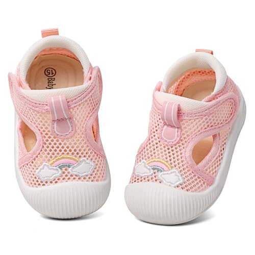 MASOCIO Baby Sandalen Mädchen Sommer Lauflernsandalen Lauflern Schuhe 8 9 10 Babyschuhe Kleinkind Kinder Shoes Sommerschuhe Sandals 1 Jahr Draußen Outdoor ab 12-18 Monate Größe 19 Rosa